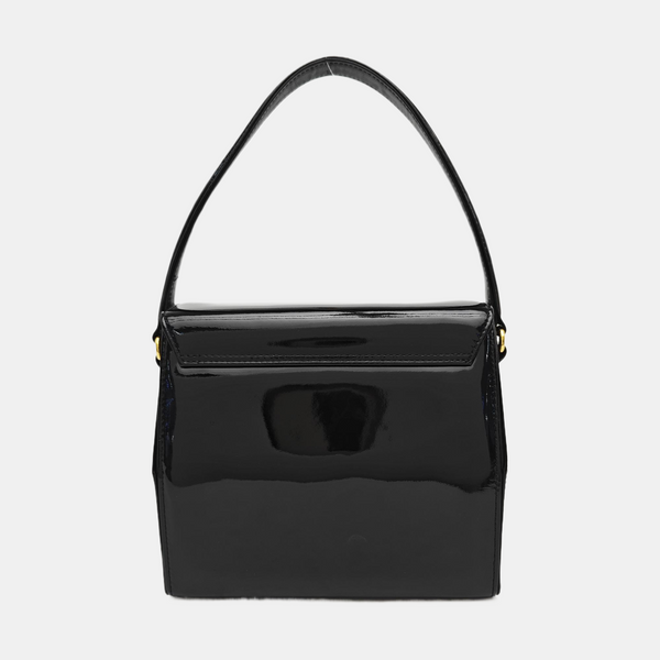 Patent Leather Top Handle Bag Black