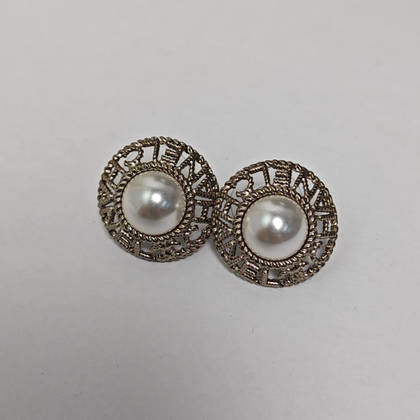 Metal White Stud Earrings