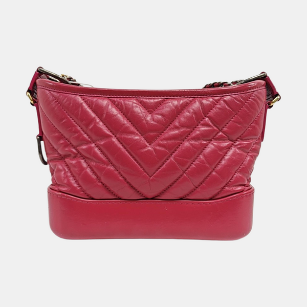 GABRIELLE Small Chevron, Quilted Calfskin Red