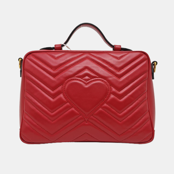 GG Marmont Medium Quilted Calfskin Red