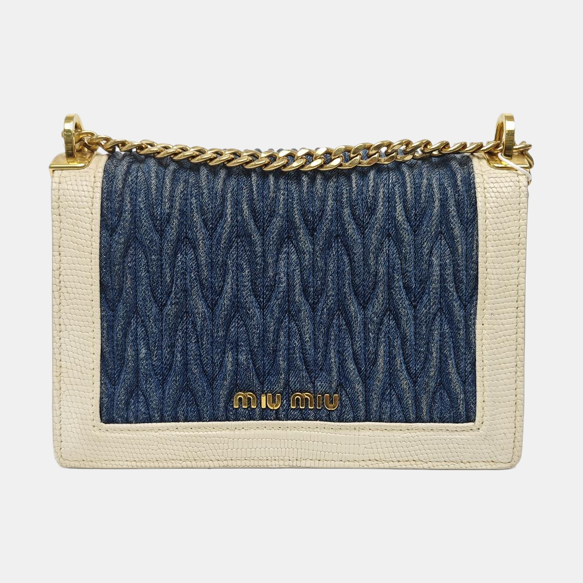 Miu Confidential Quilted Denim Blue