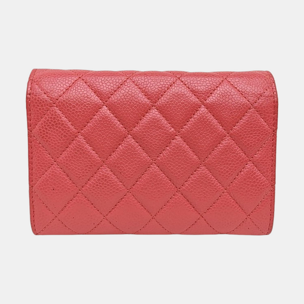 Quilted Grained Calfskin Shoulder Bag Pink