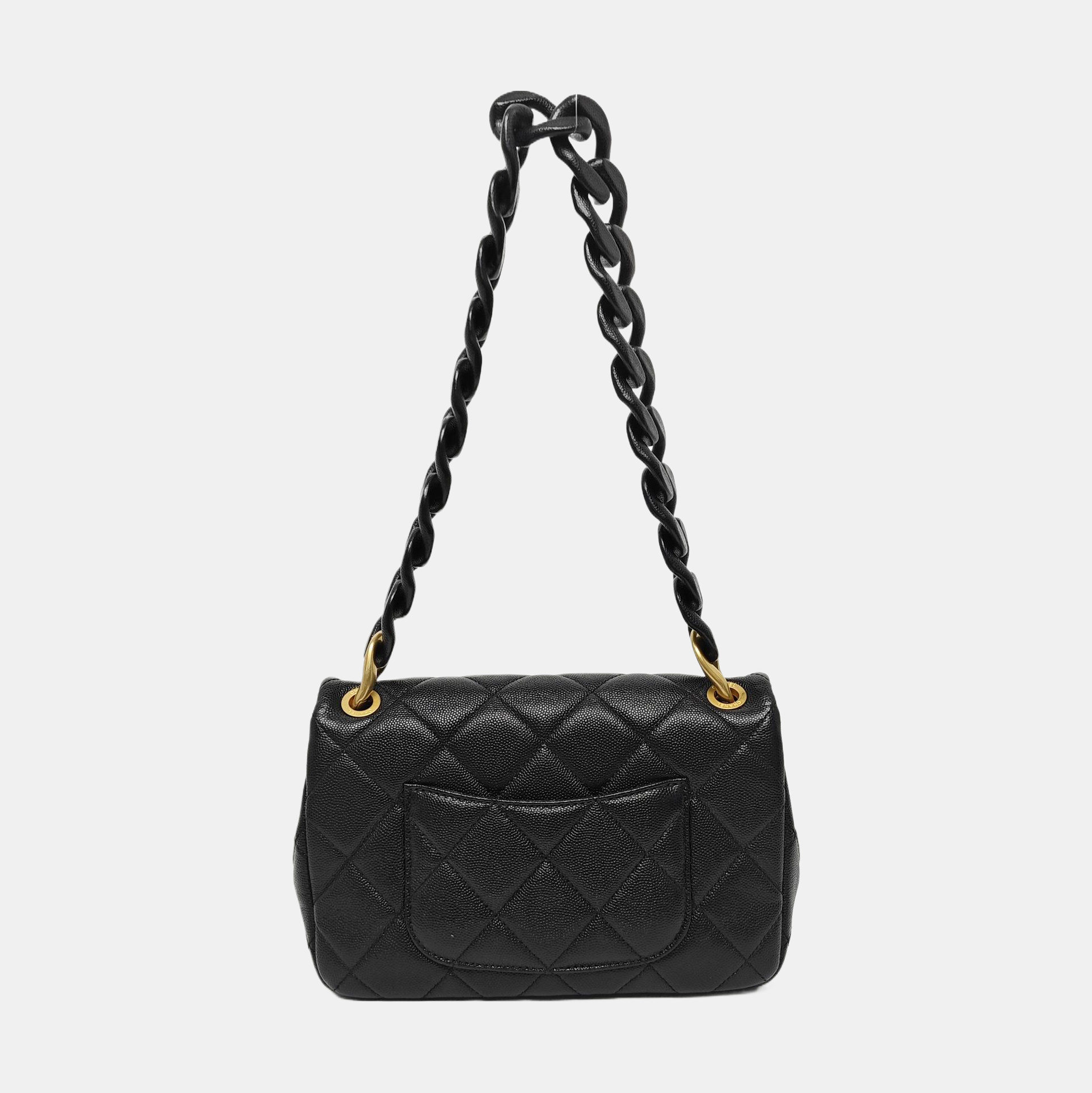 CLASSIC FLAP Mini Quilted Grained Calfskin Black