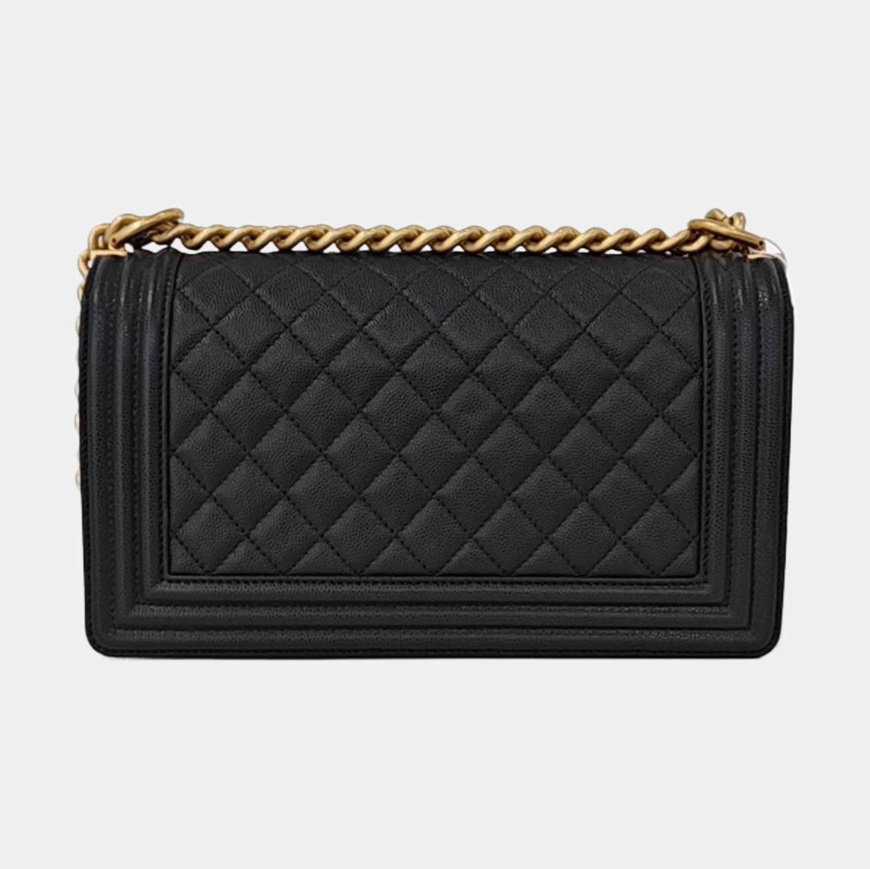BOY CHANEL Medium Quilted Grained Calfskin Black
