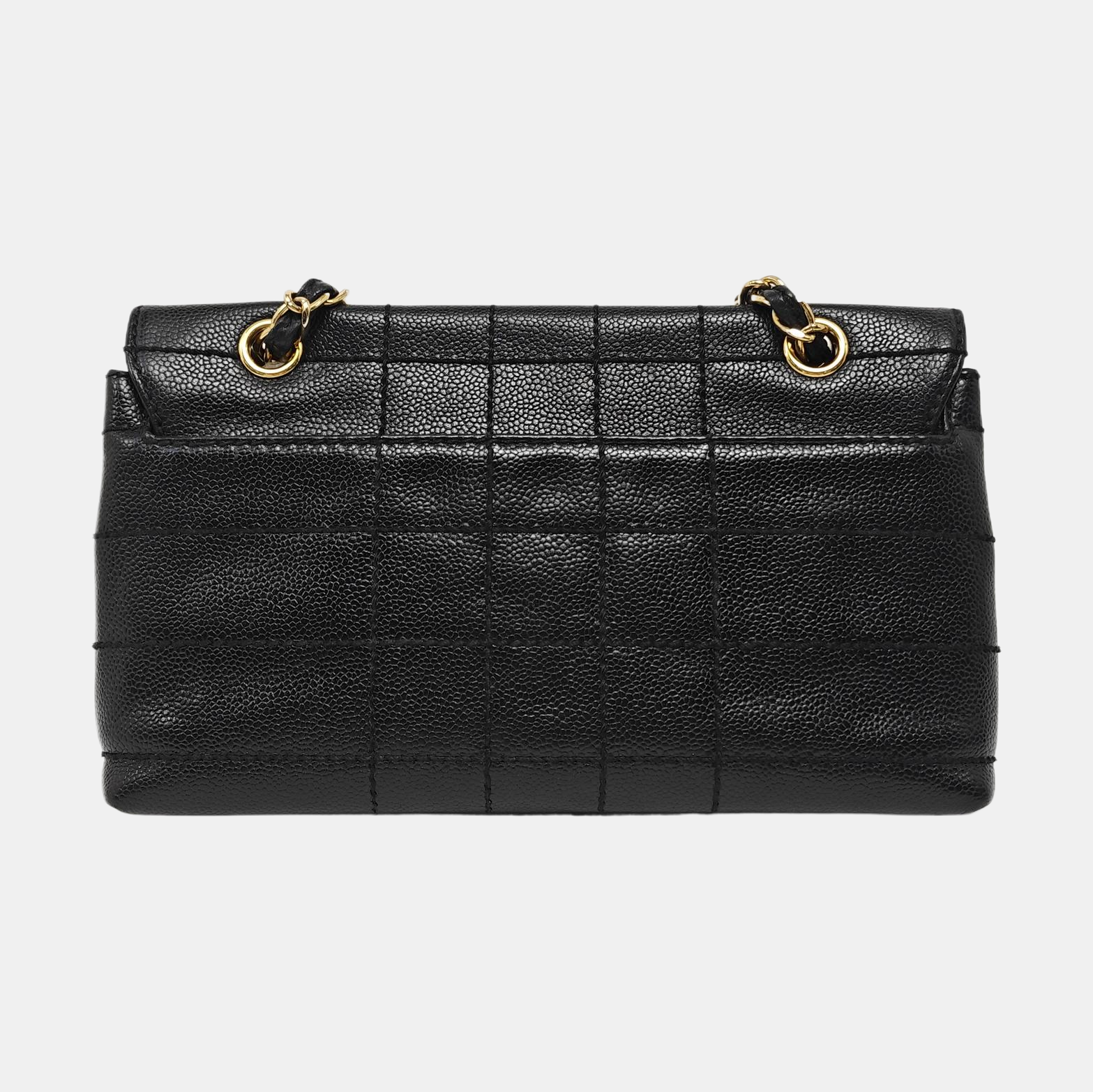 Quilted Grained Calfskin Shoulder Bag Black