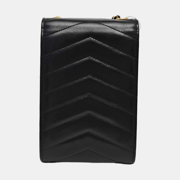 Chevron Calfskin Shoulder Bag Black