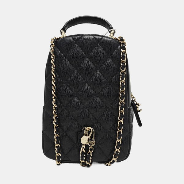 Quilted Grained Calfskin Backpack Mini Black