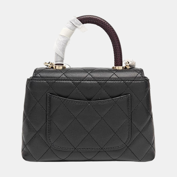 Quilted Grained Calfskin Shoulder Bag Black