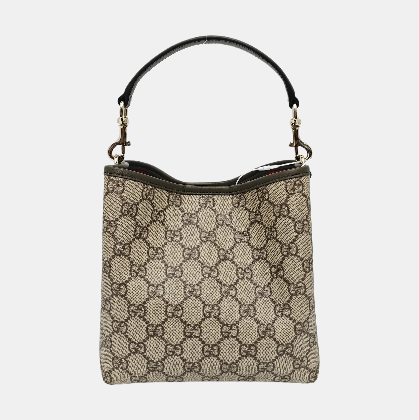 GG Emblem Small Monogram Coated Canvas Beige
