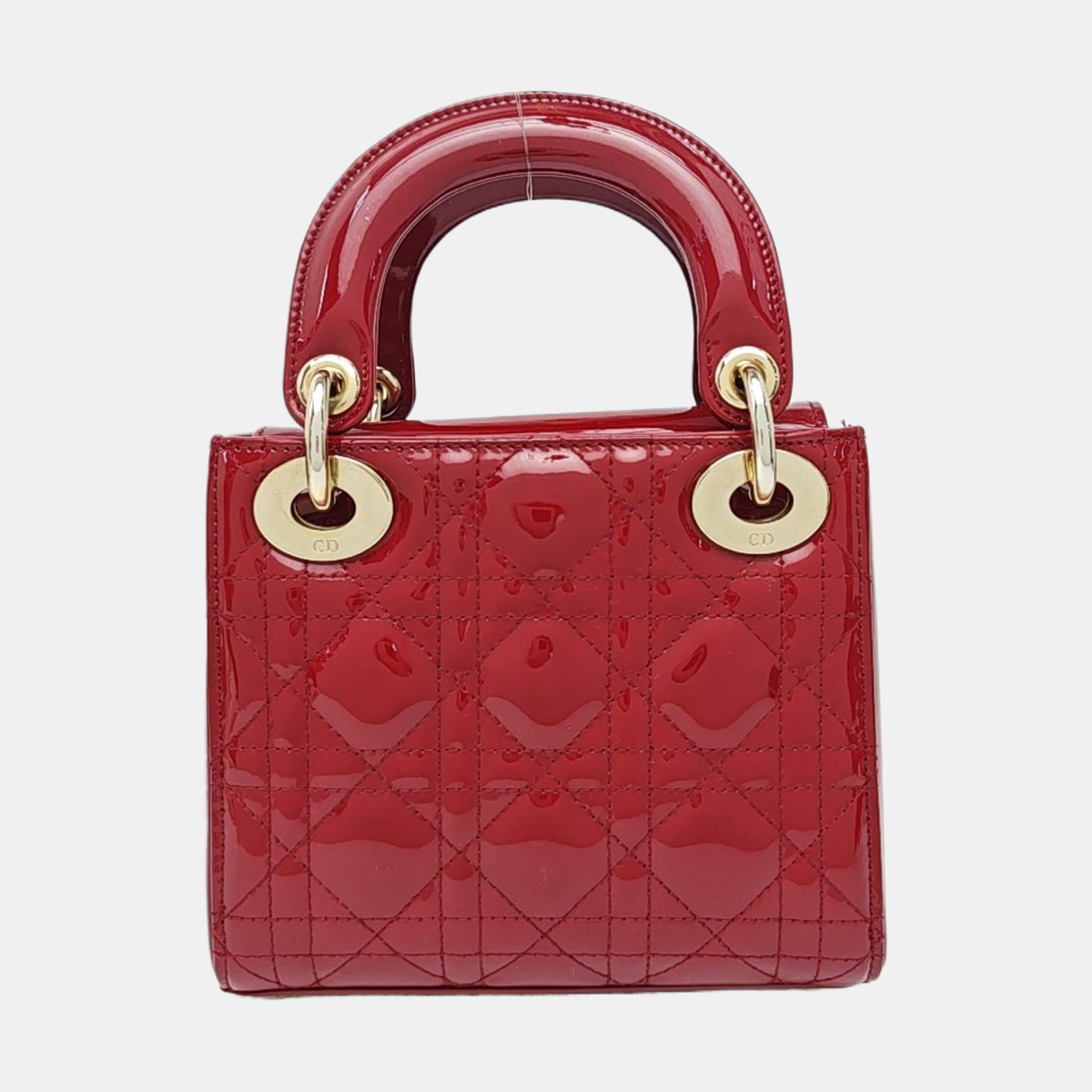 Lady Dior Mini Cannage Patent Leather Red
