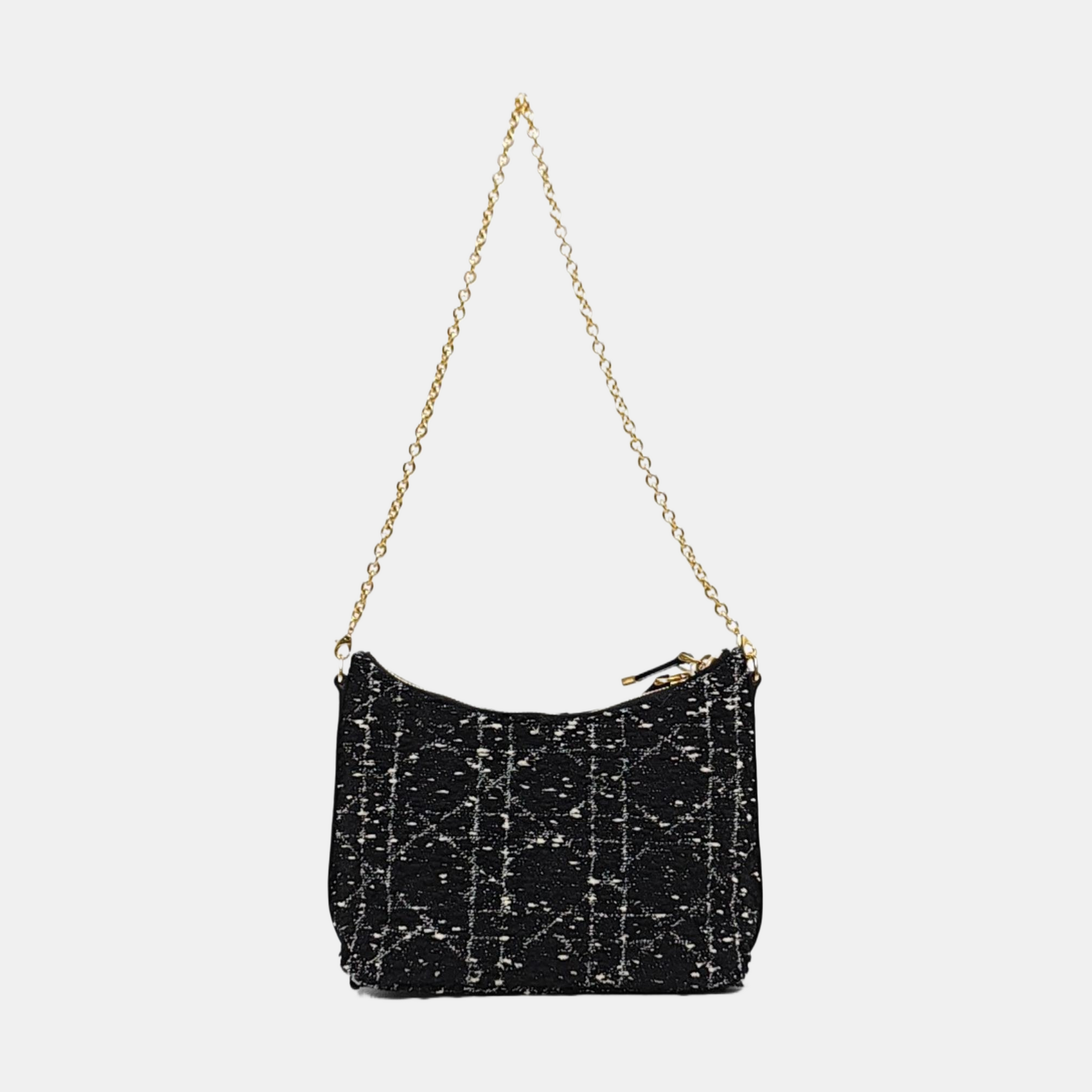 Quilted Fabric Shoulder Bag Black