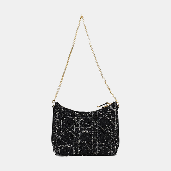Quilted Fabric Shoulder Bag Black