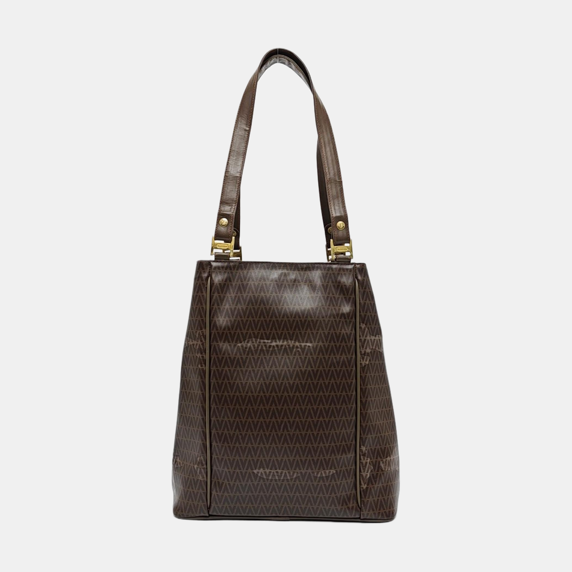 Coated Canvas Tote Bag Large Brown