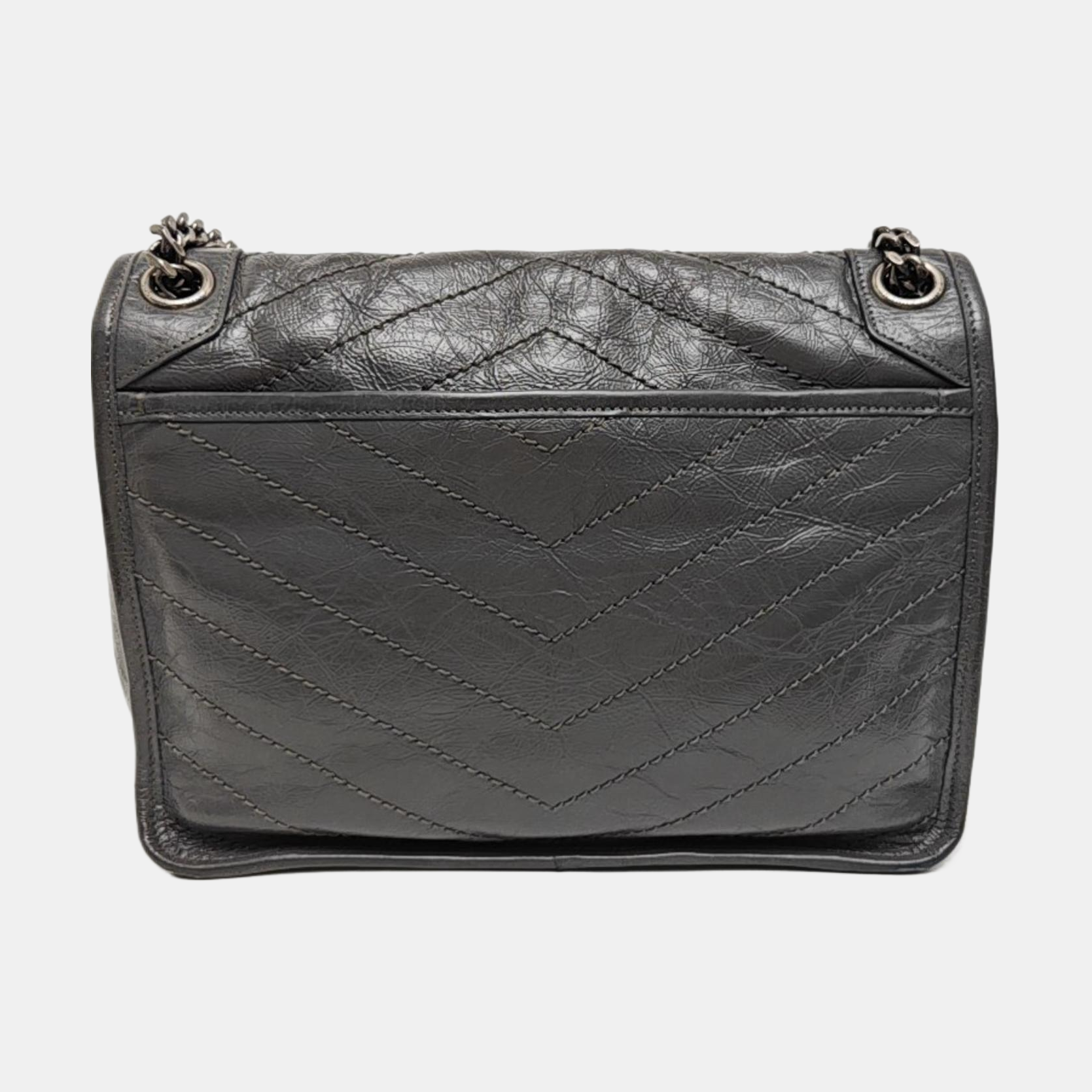 NIKI Medium Chevron Calfskin Gray