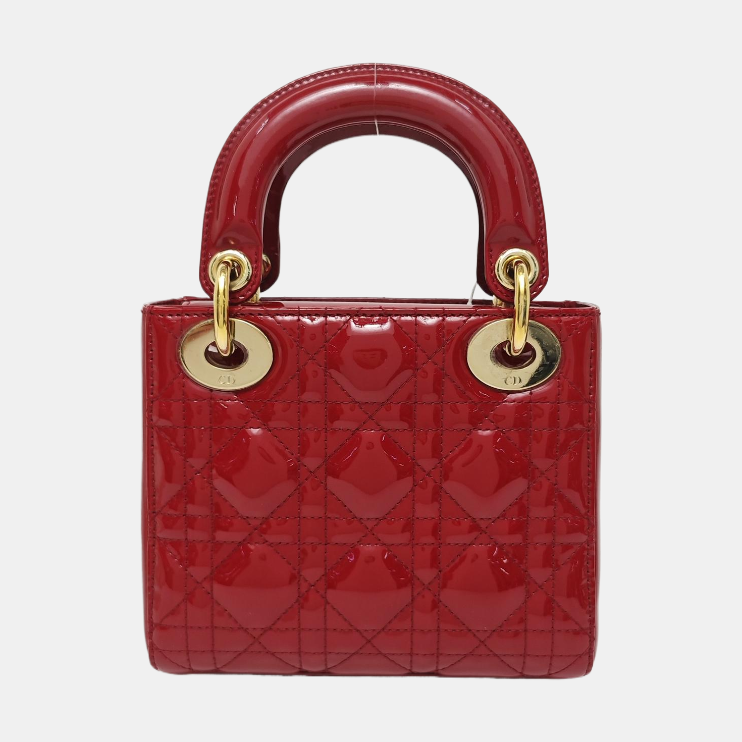 Lady Dior Mini Cannage Patent Calfskin Red