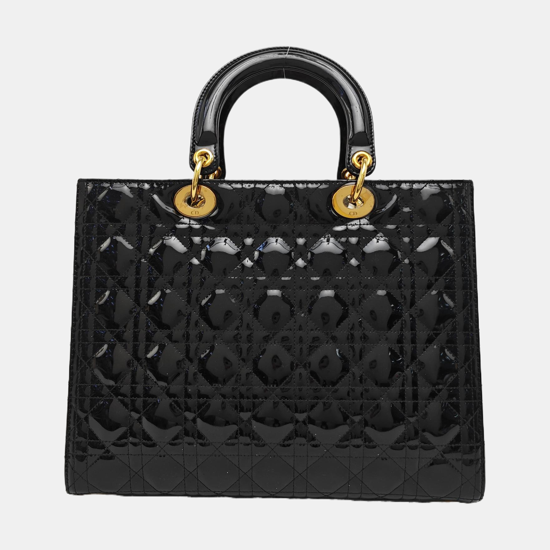Lady Dior Large Patent Leather Black