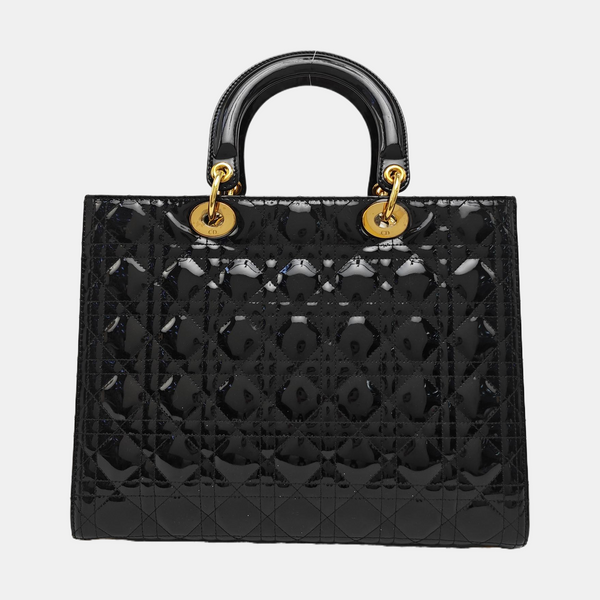 Lady Dior Large Patent Leather Black