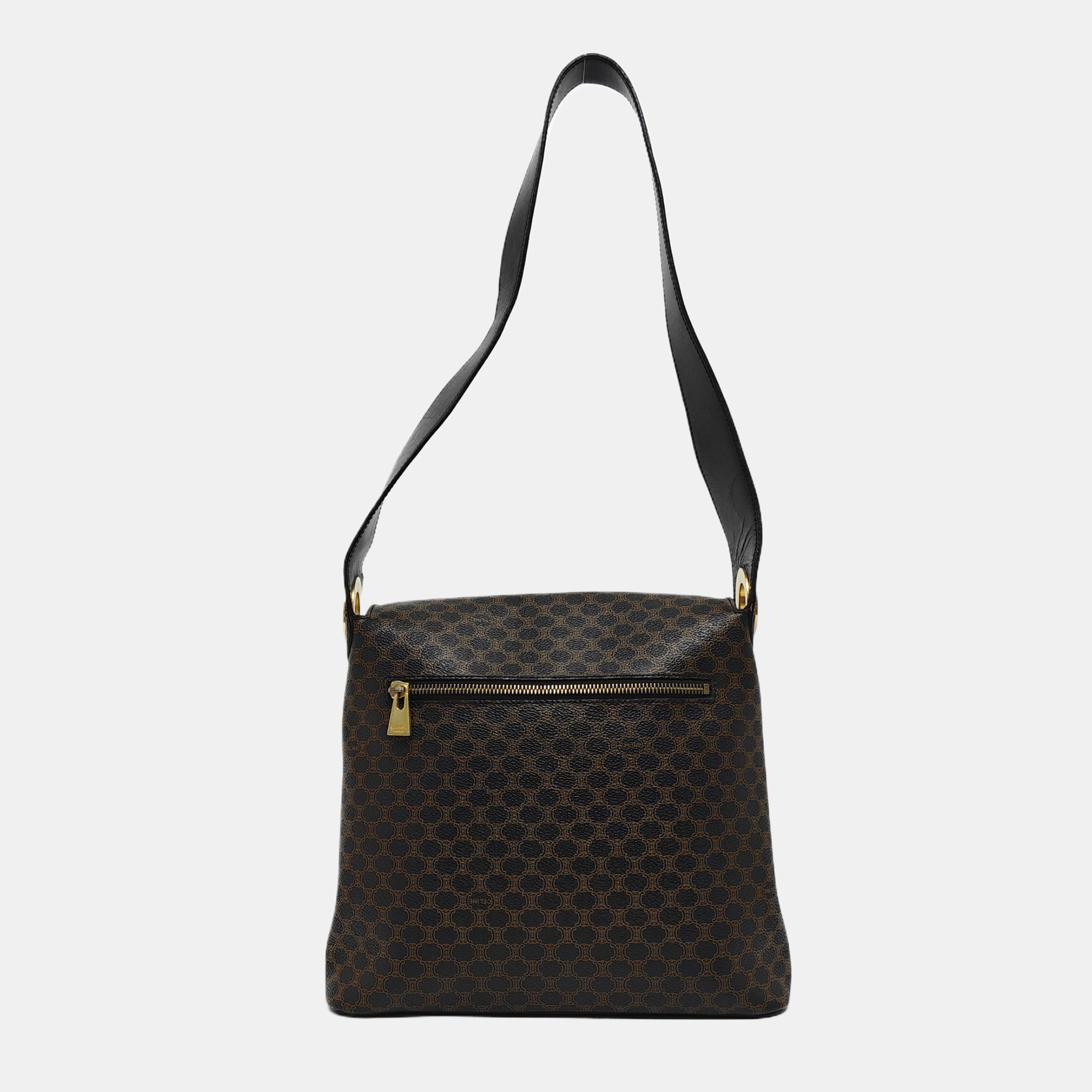 Coated Canvas Shoulder Bag Brown