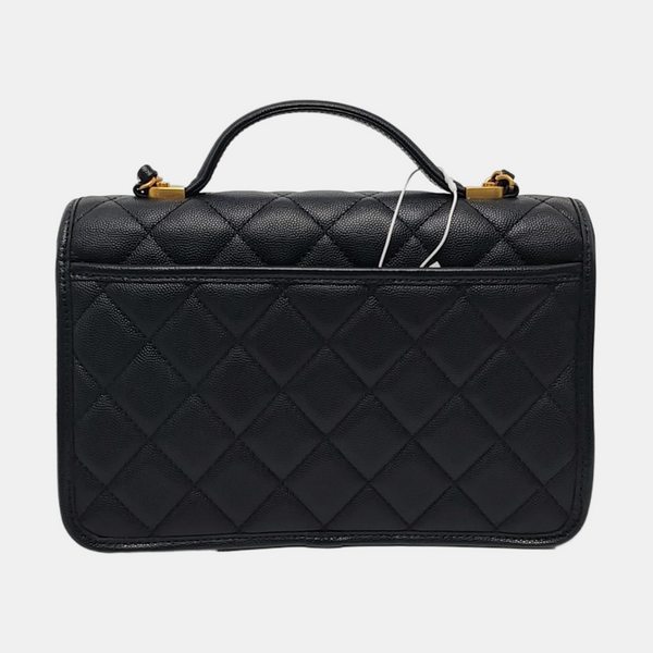Large Quilted Grained Calfskin Black