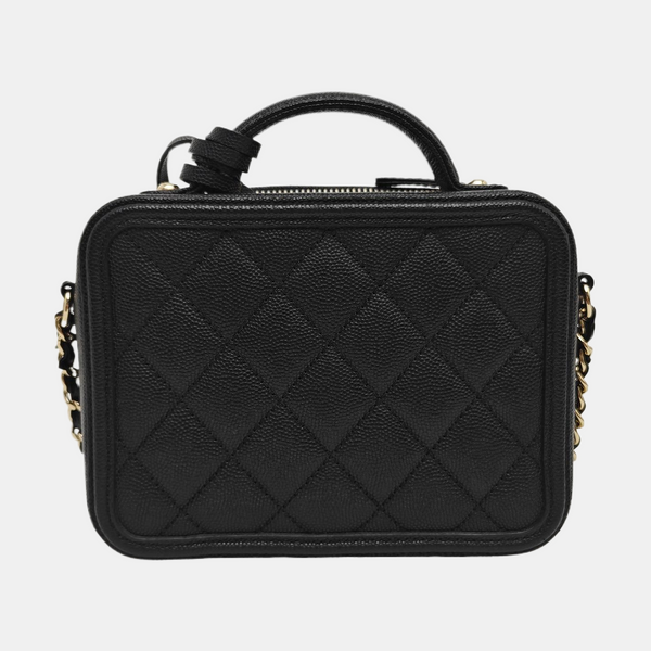 FILIGREE Small Quilted Grained Calfskin Black