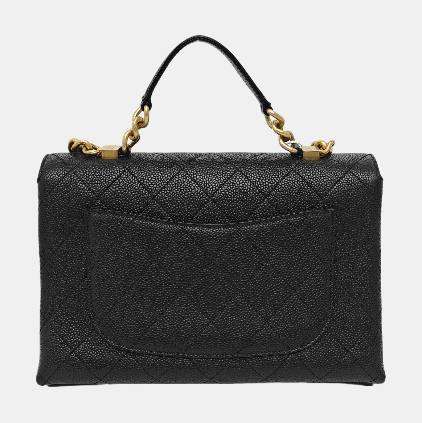 Quilted Grained Calfskin Shoulder Bag Black