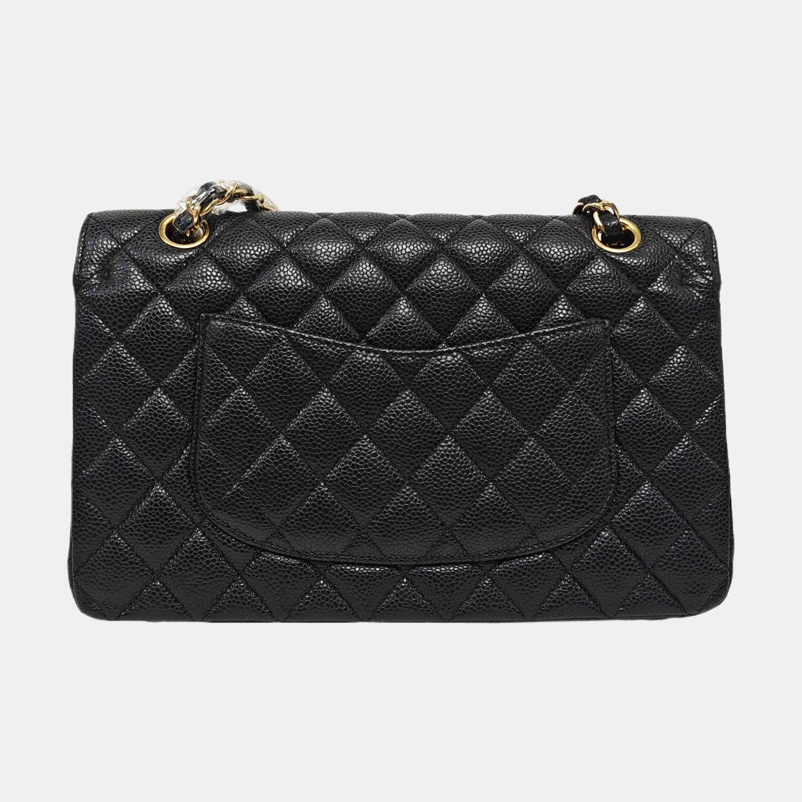 CLASSIC FLAP Medium Quilted Grained Calfskin Black