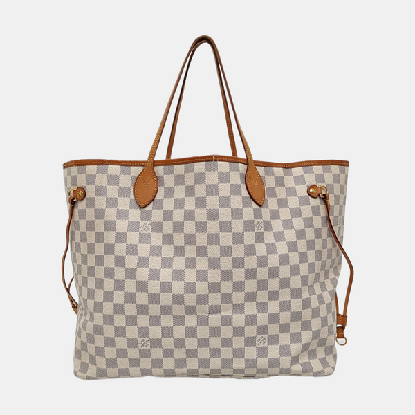 NEVERFULL GM Damier Azur Coated Canvas White
