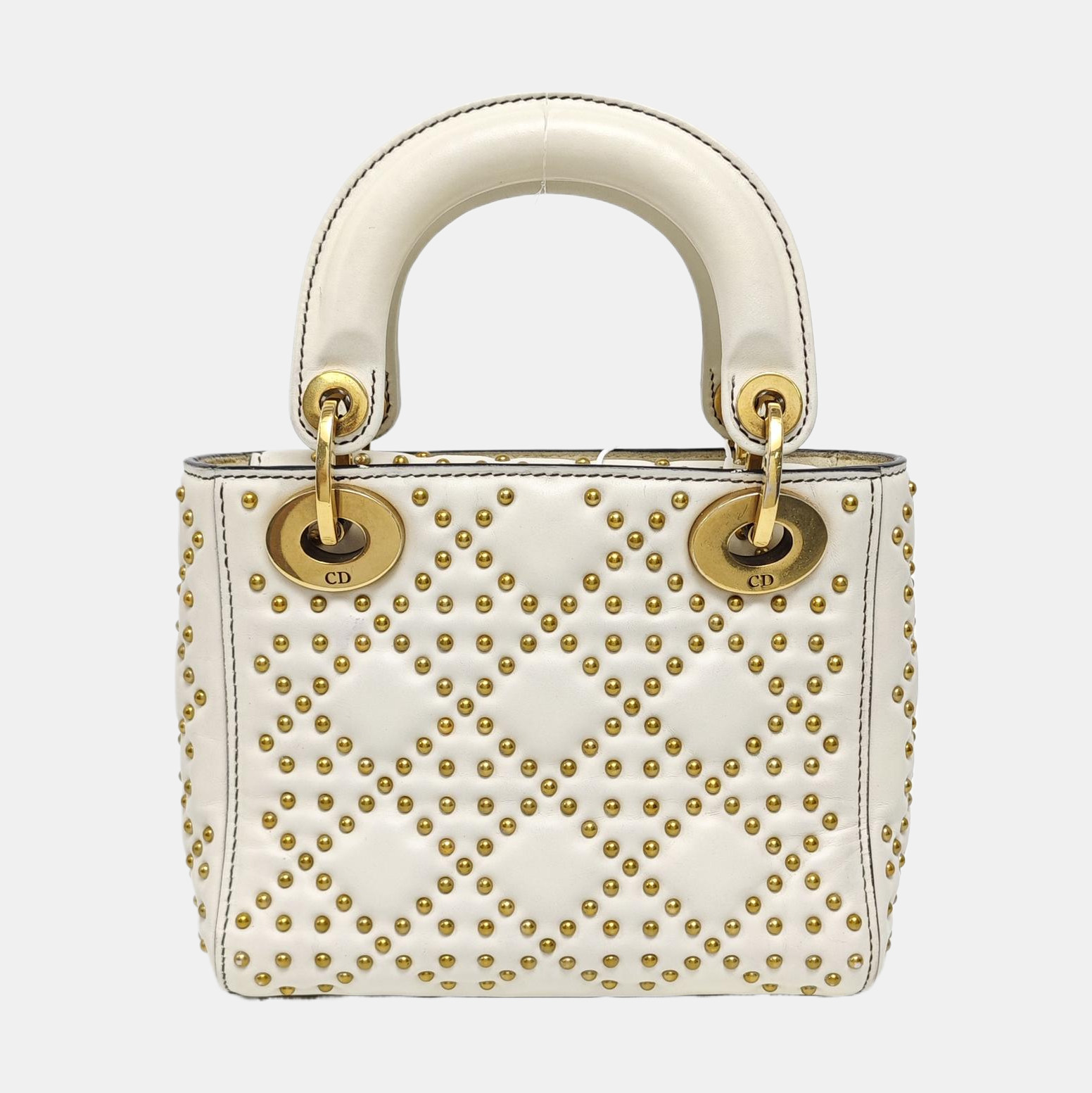 Authenticated pre-owned  Lady Dior Mini Lambskin White - Tote Bag at Looply