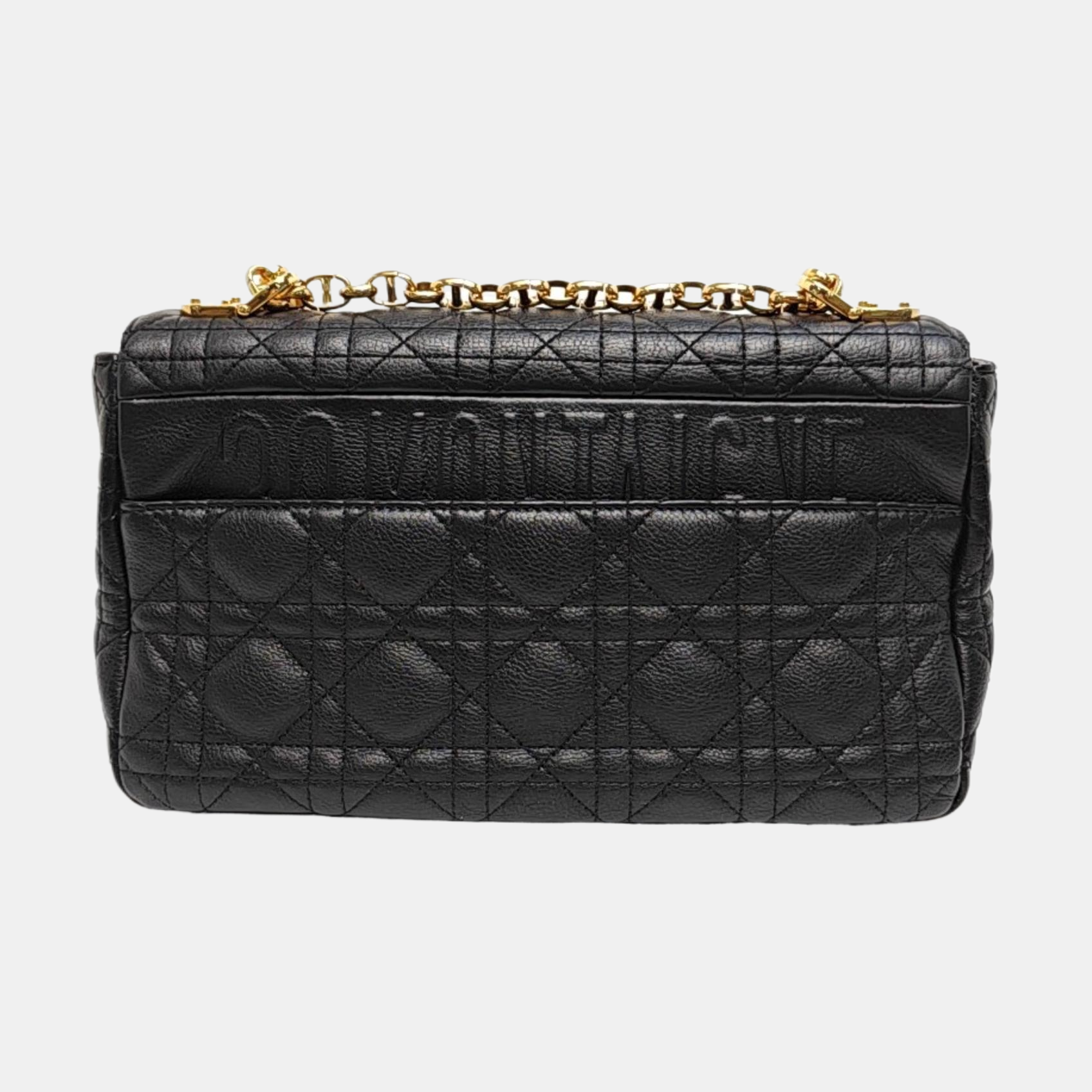 Authenticated pre-owned  Dior Caro Medium Quilted Calfskin Black - Shoulder Bag at Looply