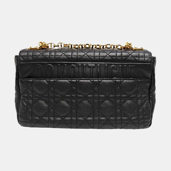 Authenticated pre-owned  Dior Caro Medium Quilted Calfskin Black - Shoulder Bag at Looply