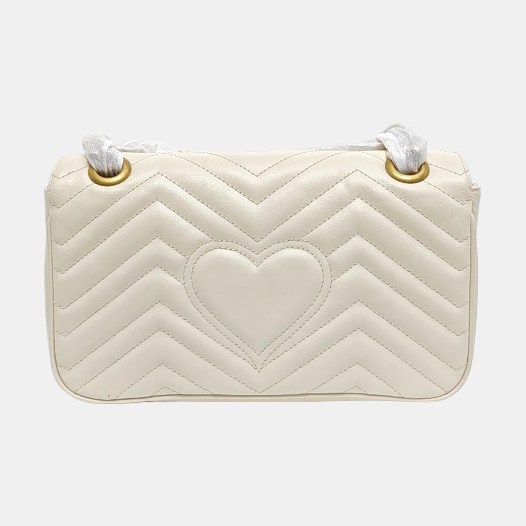 GG Marmont Medium Quilted Calfskin White