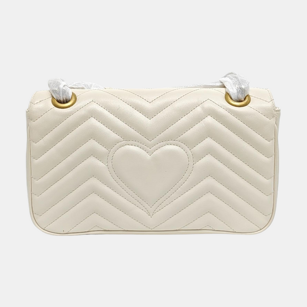 GG Marmont Medium Quilted Calfskin White