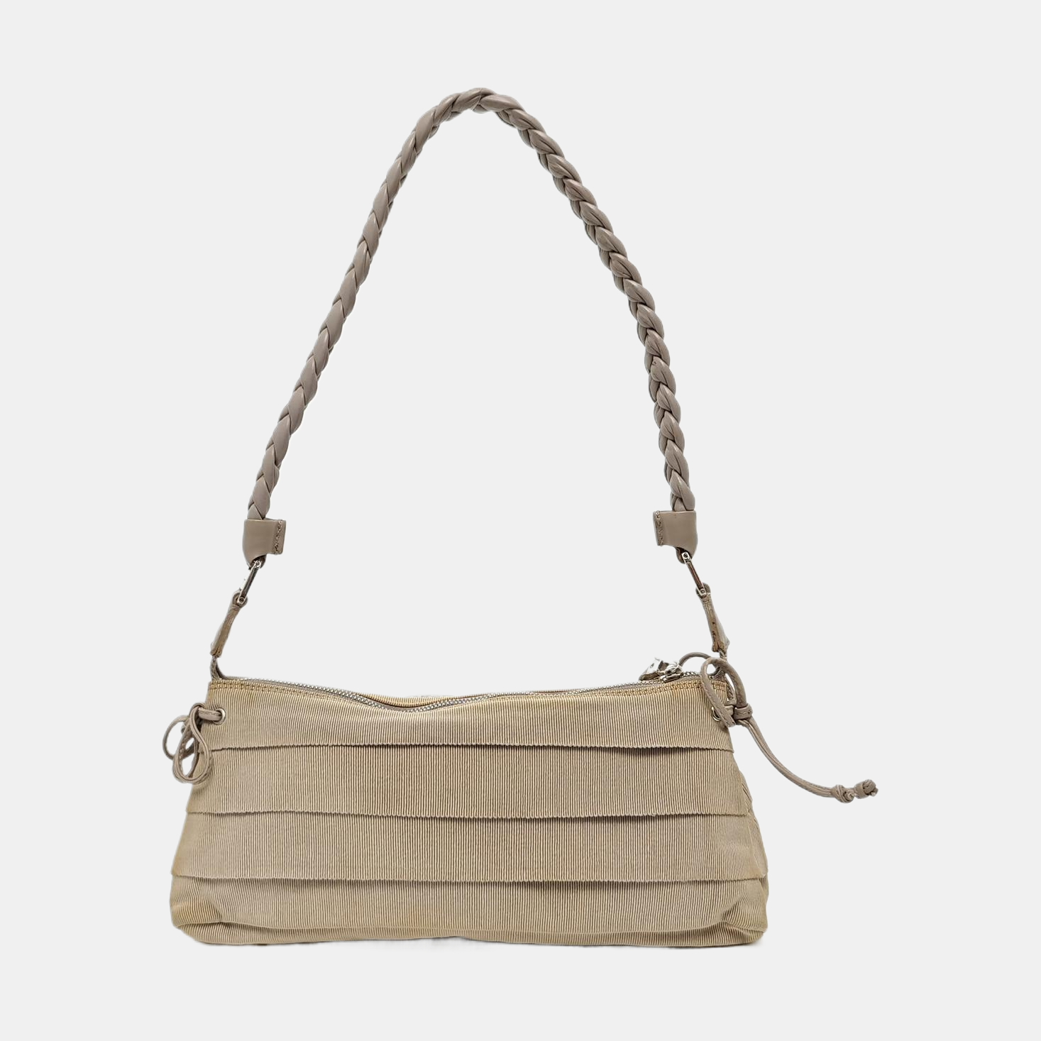 Nylon Top Handle Bag Beige