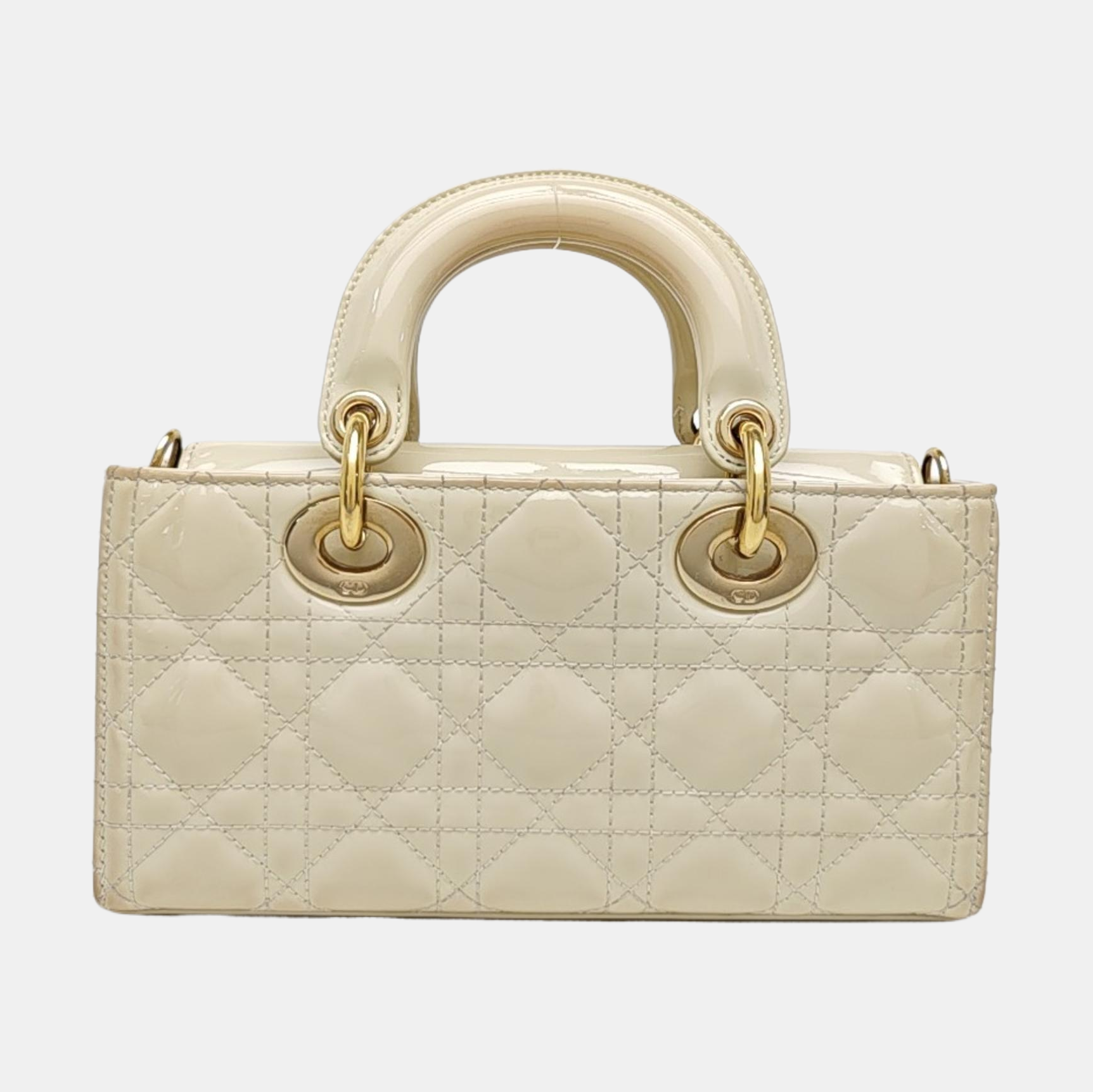 Lady D-Joy Small Cannage Patent Leather White