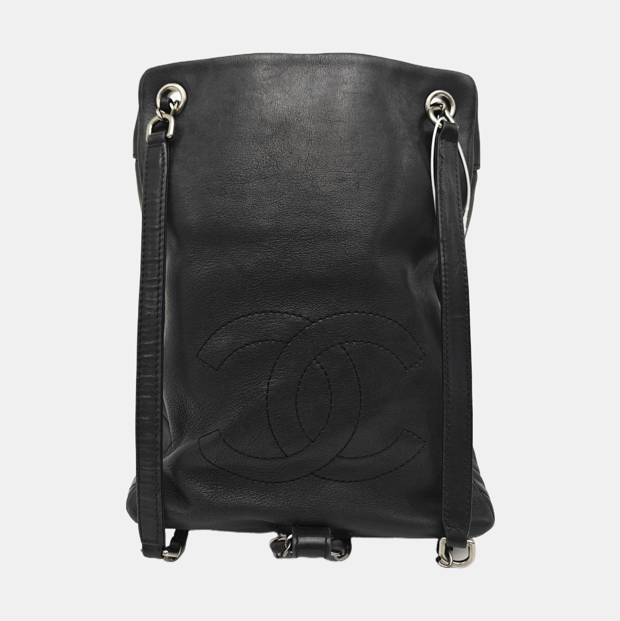 Quilted Calfskin Backpack Black