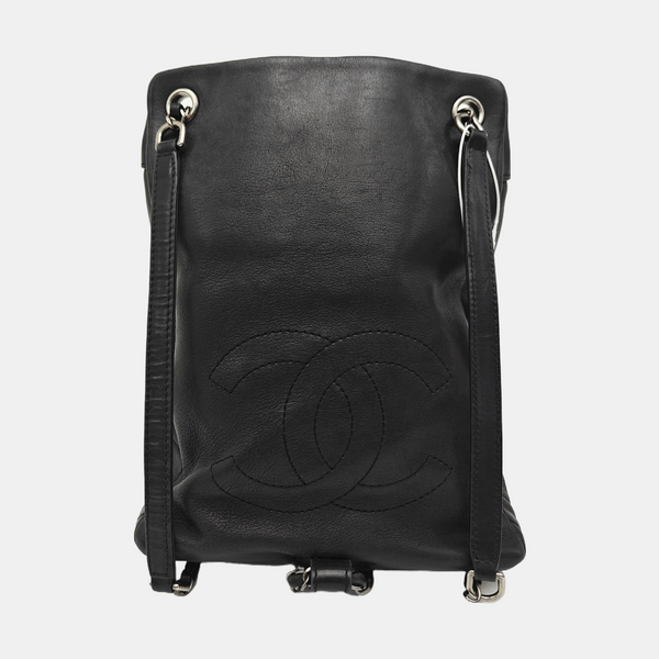 Quilted Calfskin Backpack Black