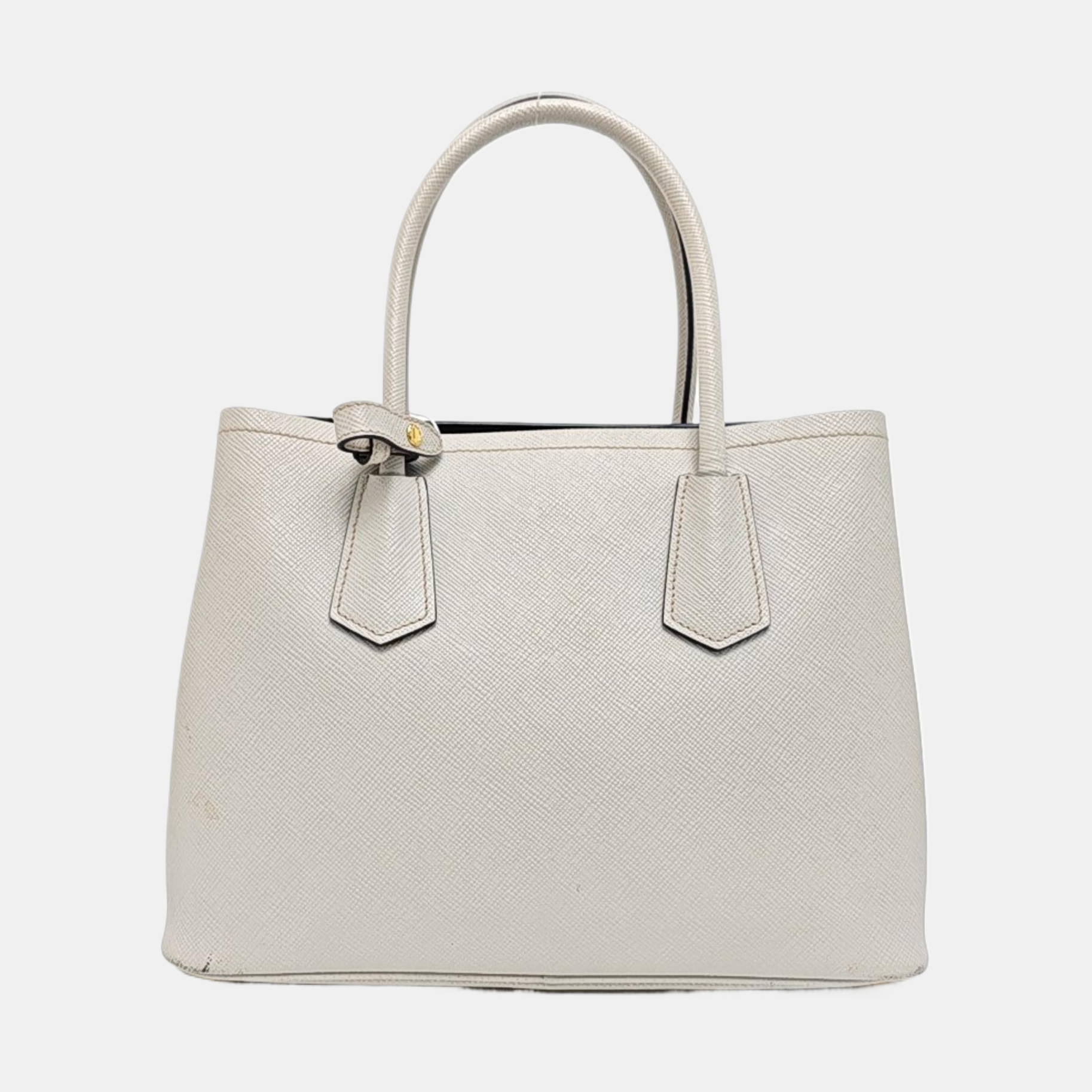 Double Medium Saffiano Calfskin White