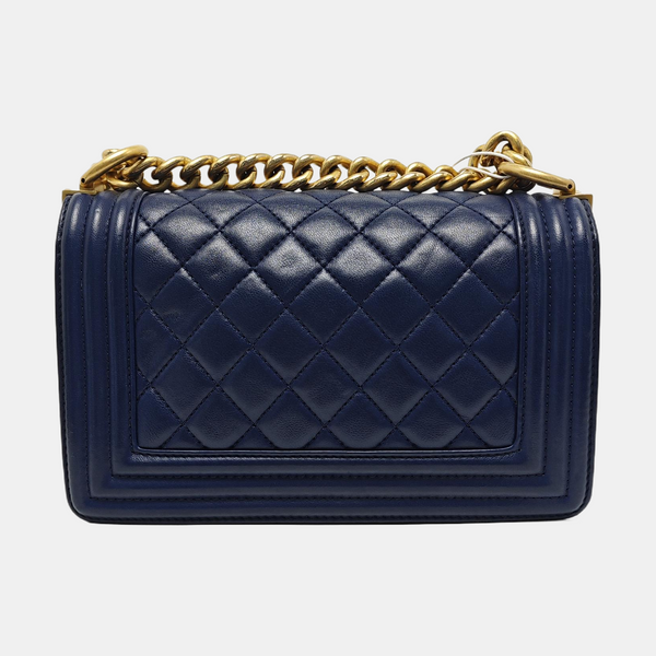 BOY CHANEL Small Quilted Lambskin Blue