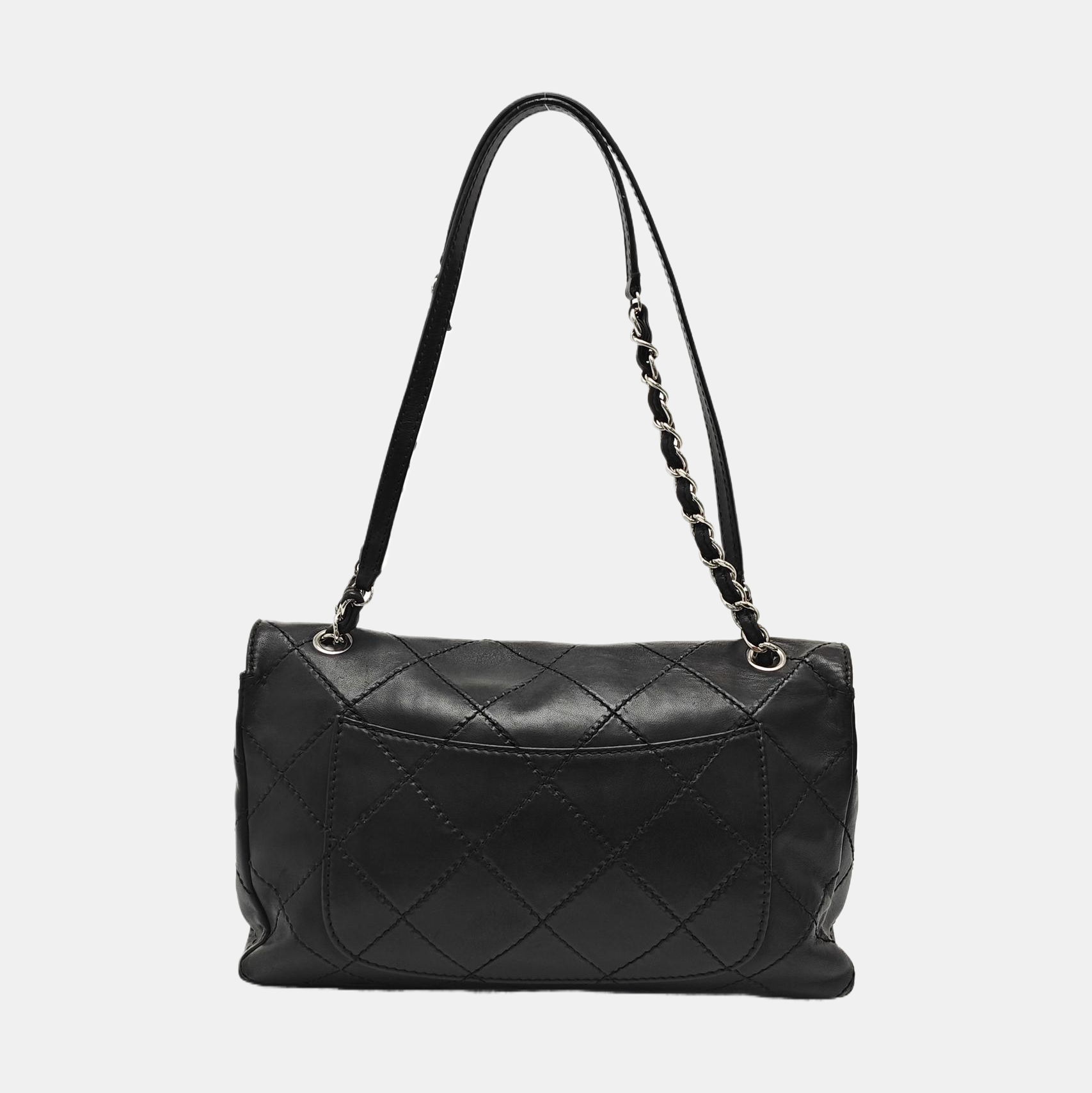 Quilted Lambskin Shoulder Bag Black