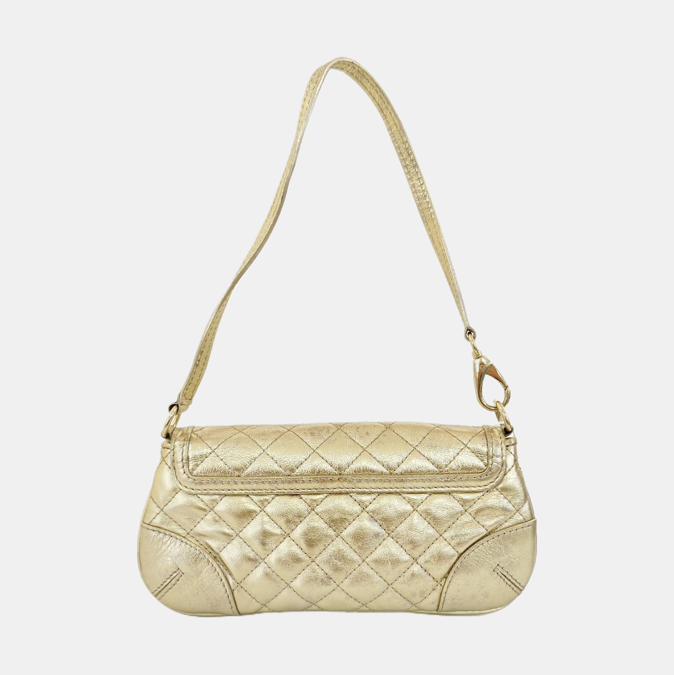Quilted Calfskin Top Handle Bag Gold