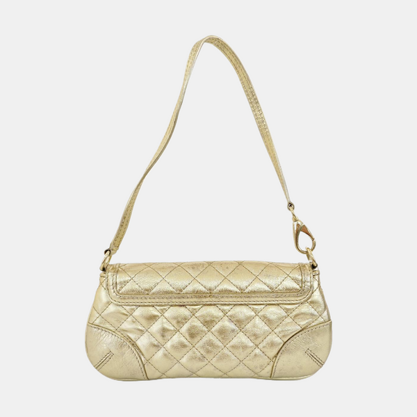 Quilted Calfskin Top Handle Bag Gold