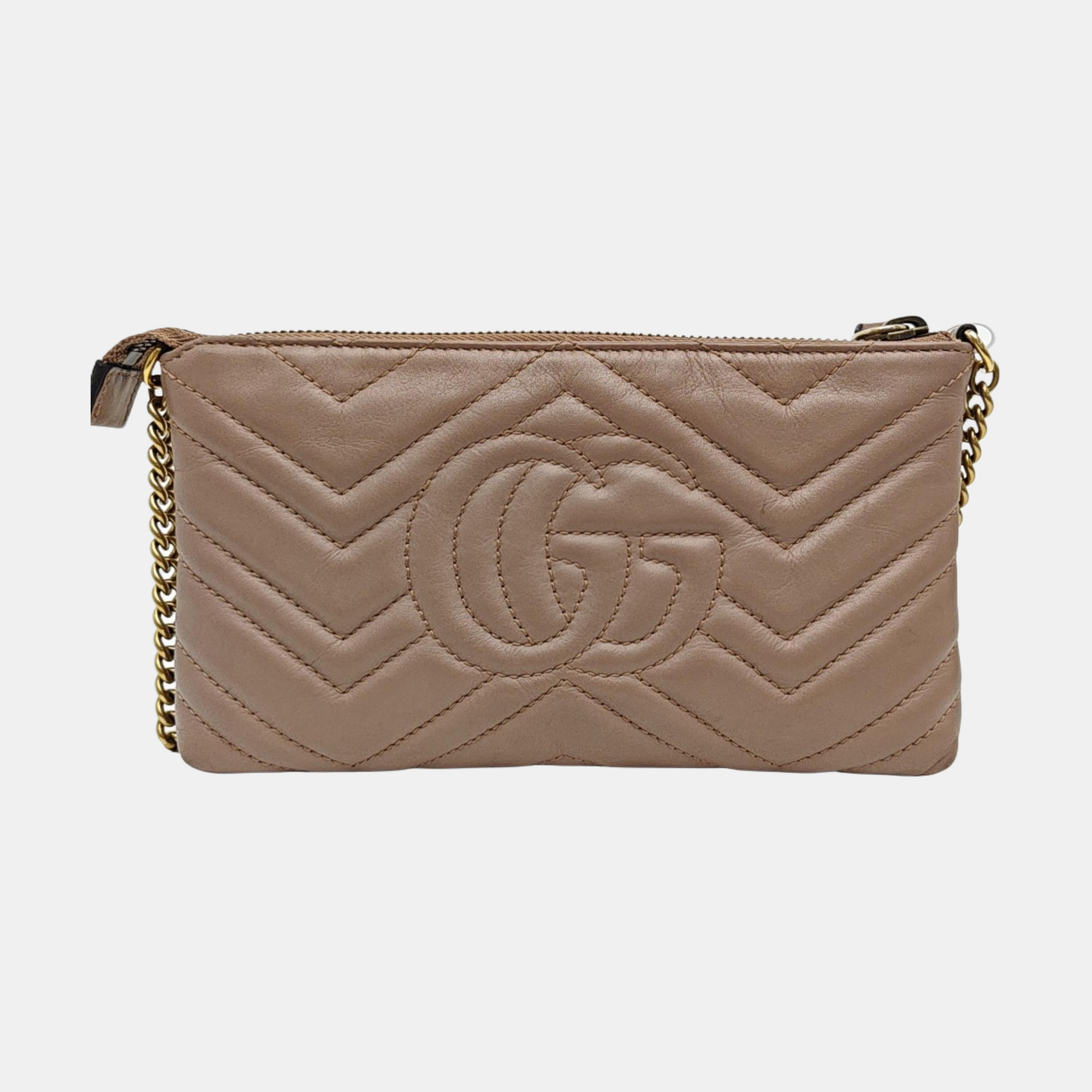 GG Marmont Mini Quilted Calfskin Beige