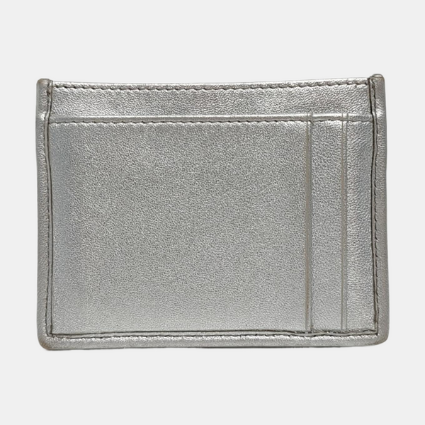 Matelassé Quilted Lambskin Silver Card Holder