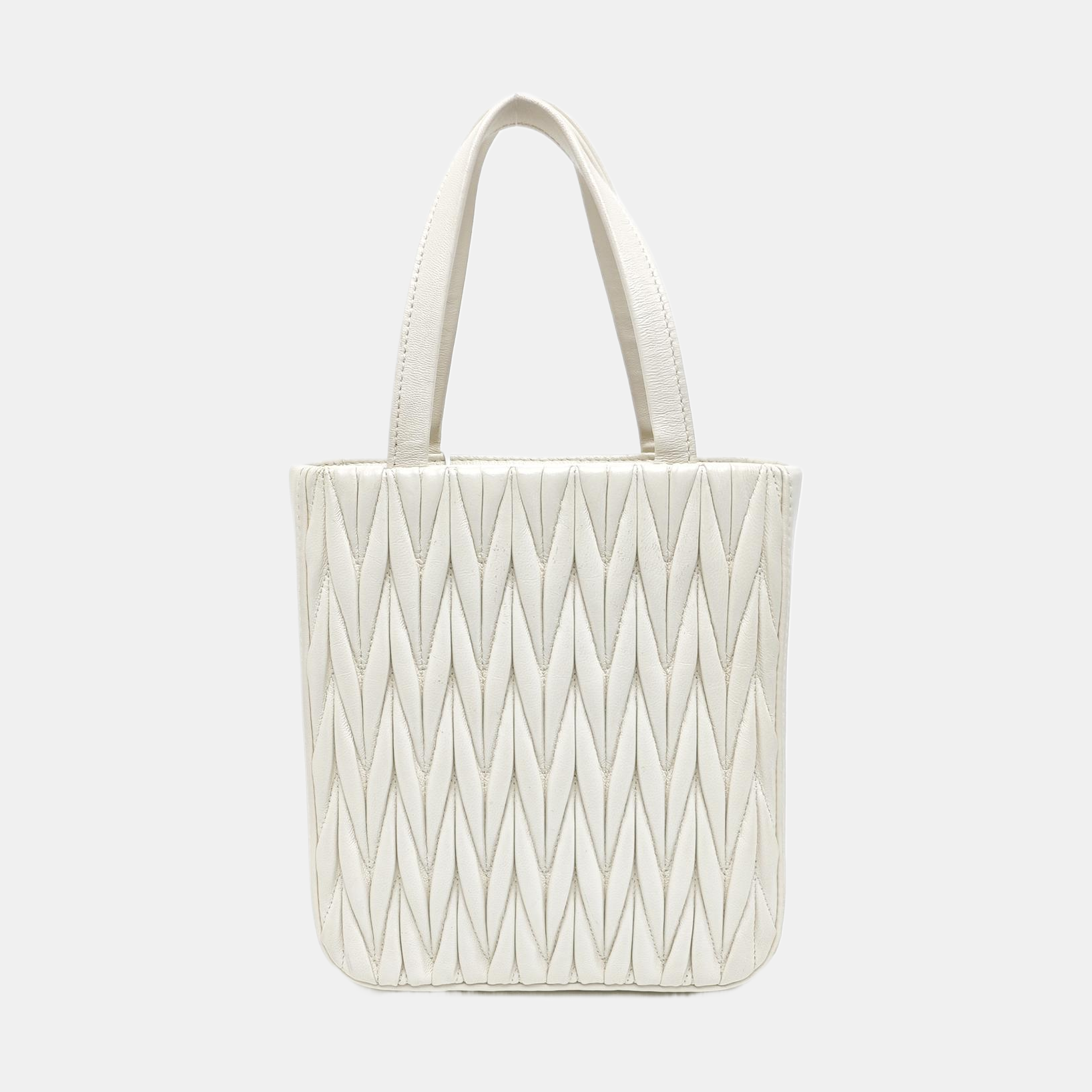 Matelassé Small Quilted Lambskin White