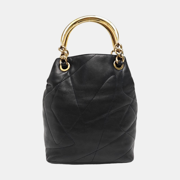 Quilted Lambskin Bucket Bag Black