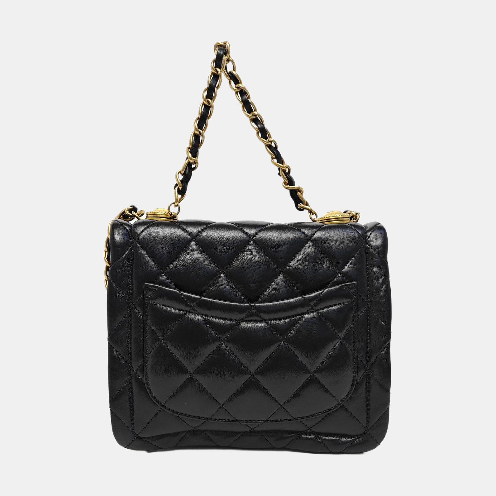 Quilted Lambskin Shoulder Bag Black