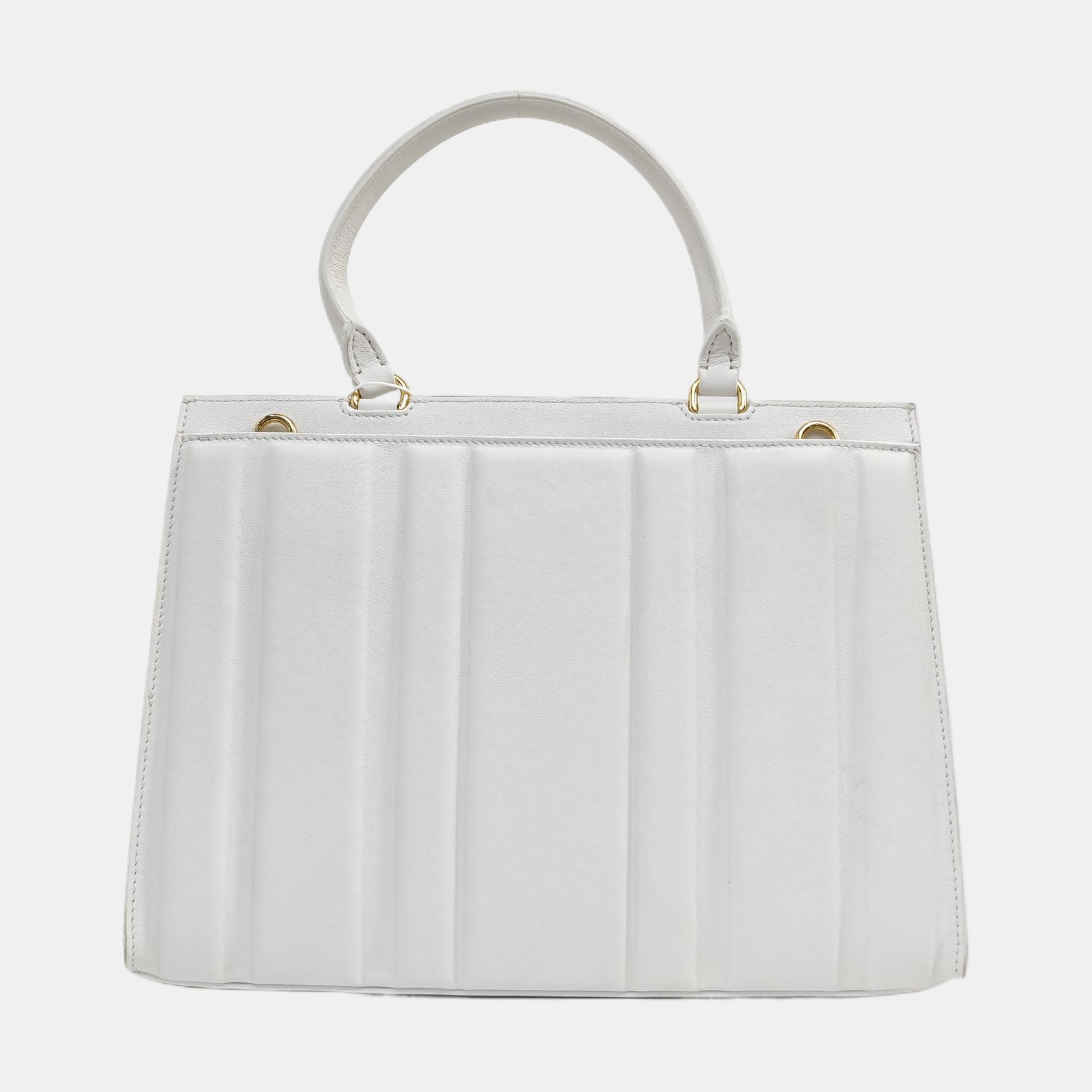Quilted Calfskin Top Handle Bag White