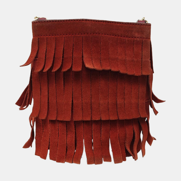 Suede Fringe Mini Suede Red