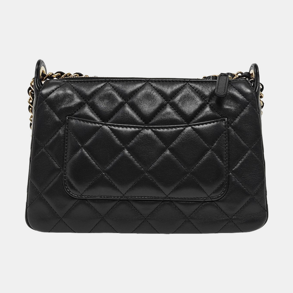 Quilted Lambskin Shoulder Bag Black
