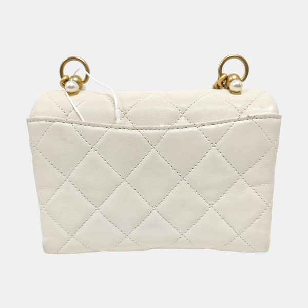 Quilted Calfskin Shoulder Bag White